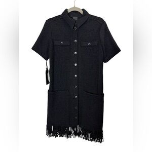 Pinko Women’s Dawson Abito Black Tweed Boucle Dress sz 6 **FLAW**